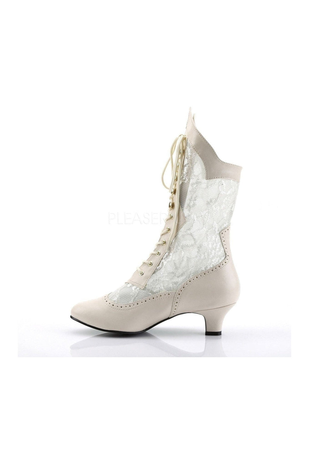 DAME-115 Ankle Boot | Ivory Lace-PLEASER-Ankle Boots-SEXYSHOES.COM