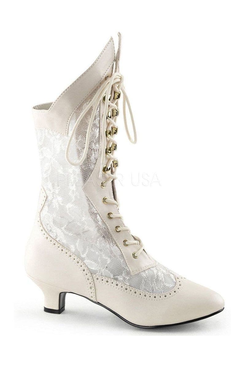 DAME-115 Ankle Boot | Ivory Lace-PLEASER-Ivory-Ankle Boots-SEXYSHOES.COM