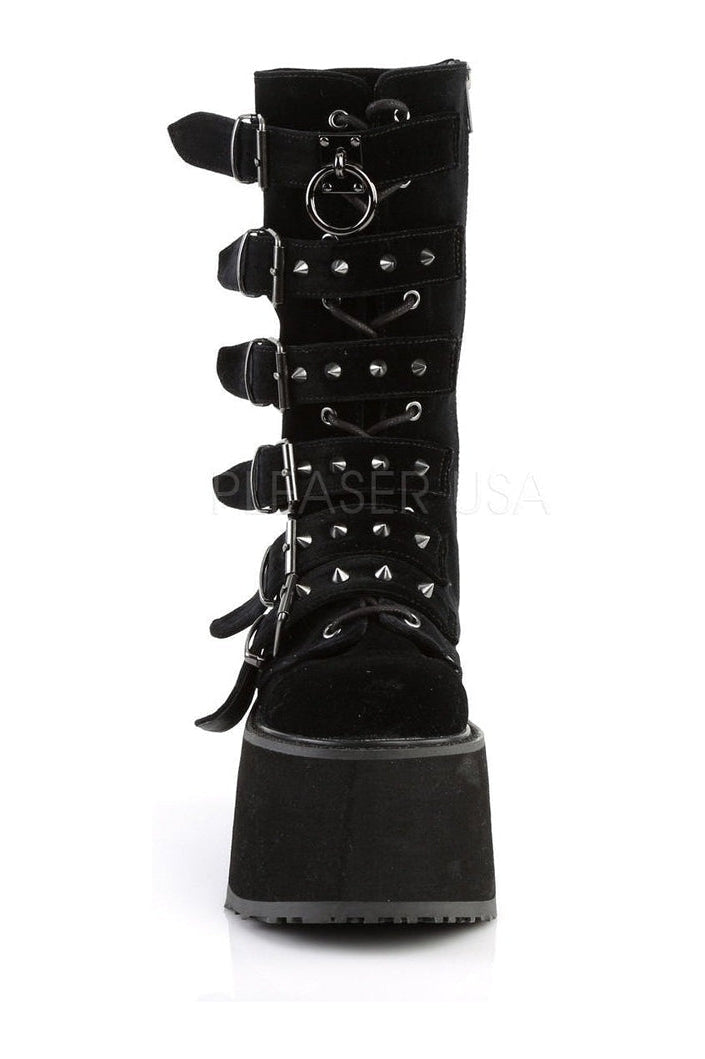 Demonia DAMNED-225  Knee Boot in Black Velvet