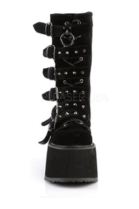 Demonia DAMNED-225  Knee Boot in Black Velvet