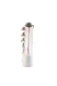 Demonia DAMNED-225  Knee Boot in White Faux Leather