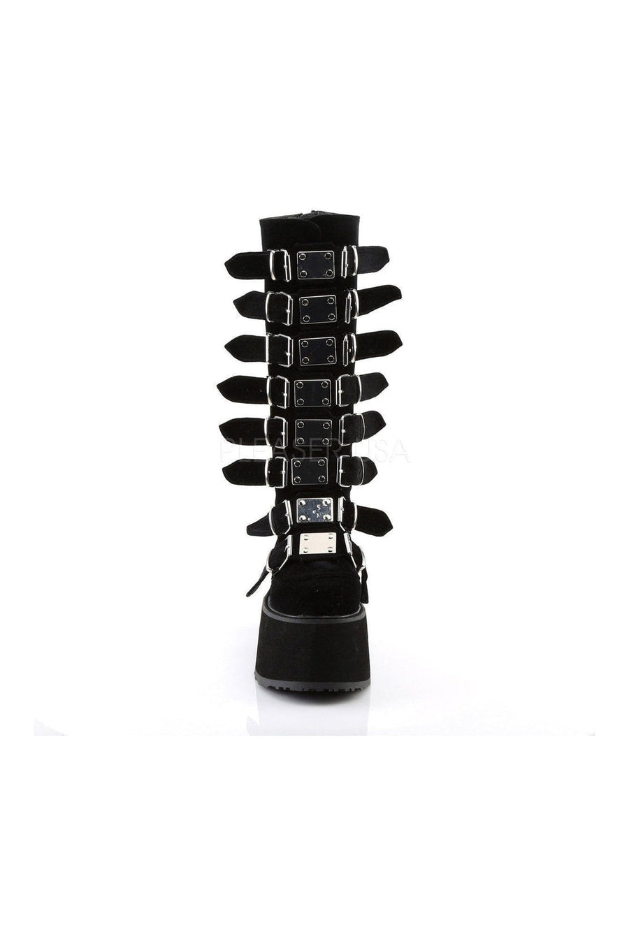 Demonia DAMNED-318  Knee Boot in Black Velvet