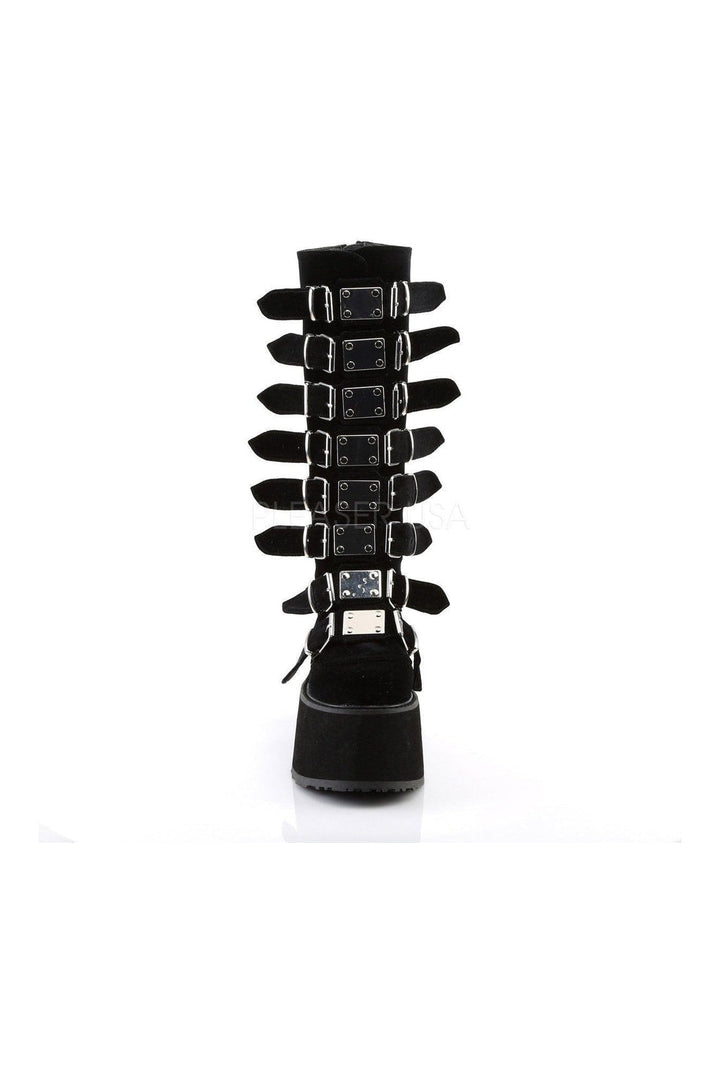 DAMNED-318 Demonia Knee Boot | Black Velvet