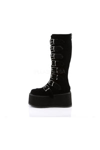 Demonia DAMNED-318  Knee Boot in Black Velvet