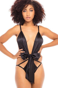 Oh La La Cheri Deep Plunge Teddy in Black  from SexyShoes.com