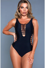 Deep V Cutout One Piece Swimsuit