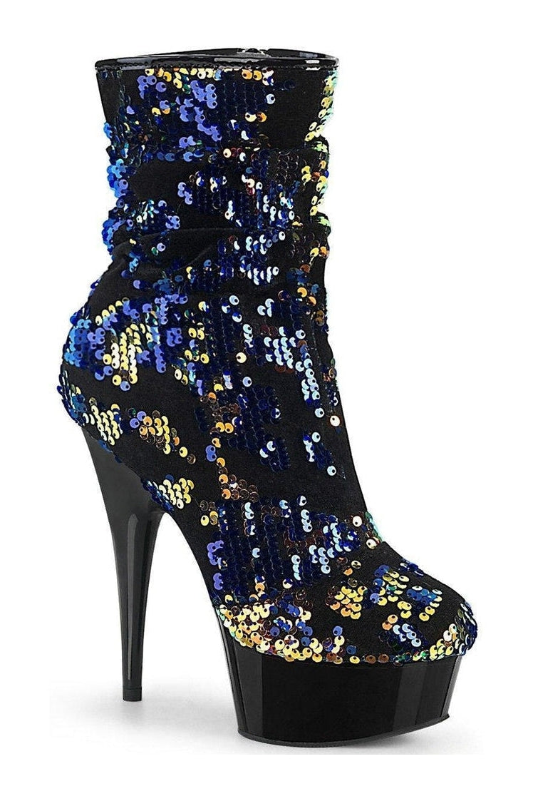 Pleaser DELIGHT-1004 Exotic Boot in Blue Sequins from SexyShoes.com