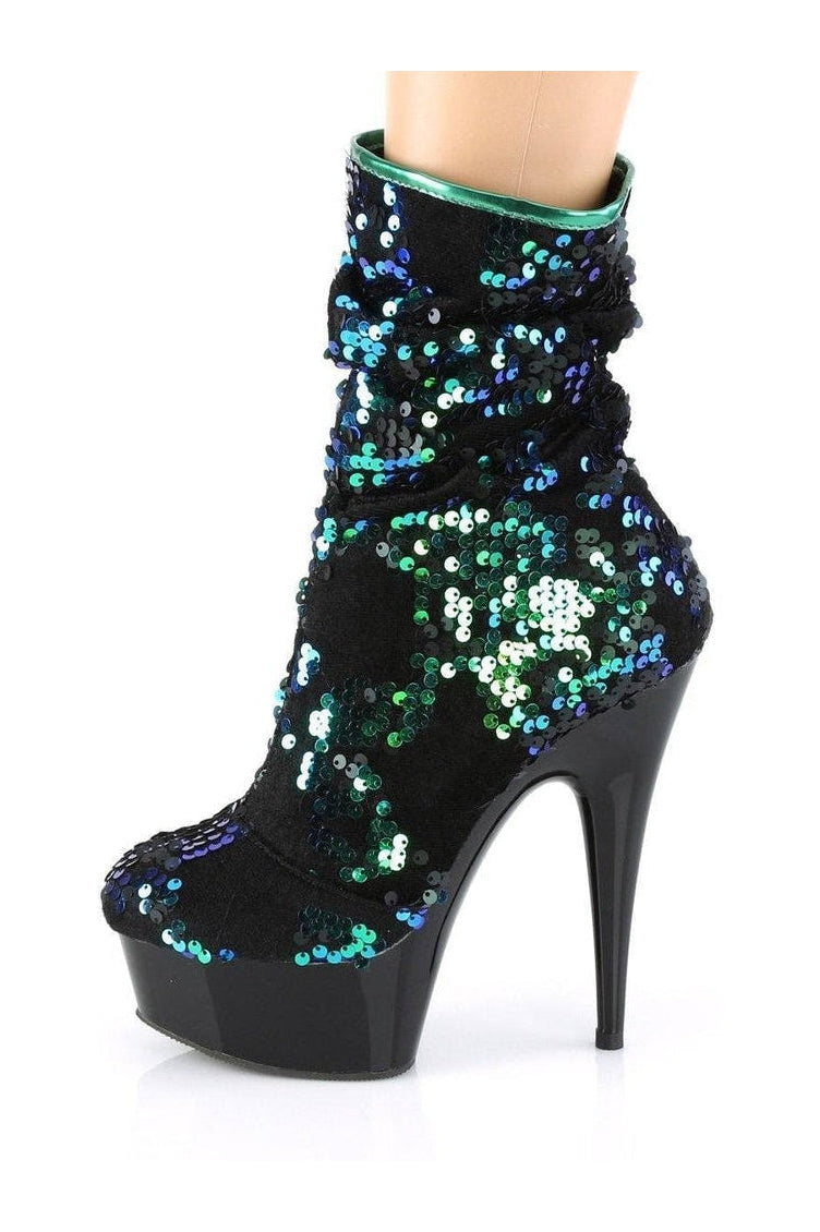 DELIGHT-1004 Stripper Boot | Green Sequins-Pleaser