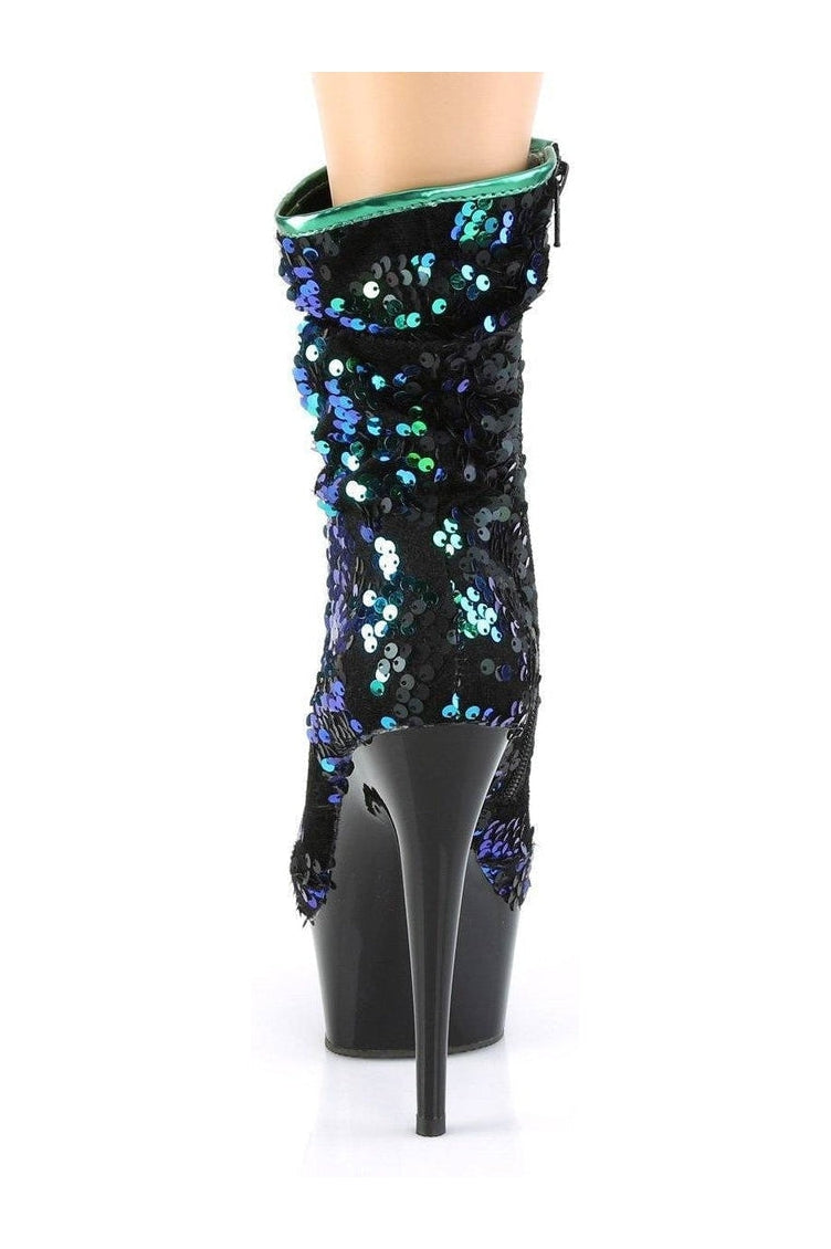 DELIGHT-1004 Stripper Boot | Green Sequins-Pleaser