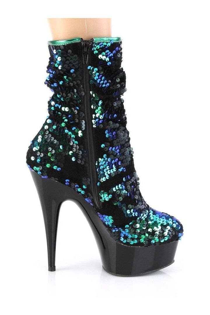 DELIGHT-1004 Stripper Boot | Green Sequins-Pleaser