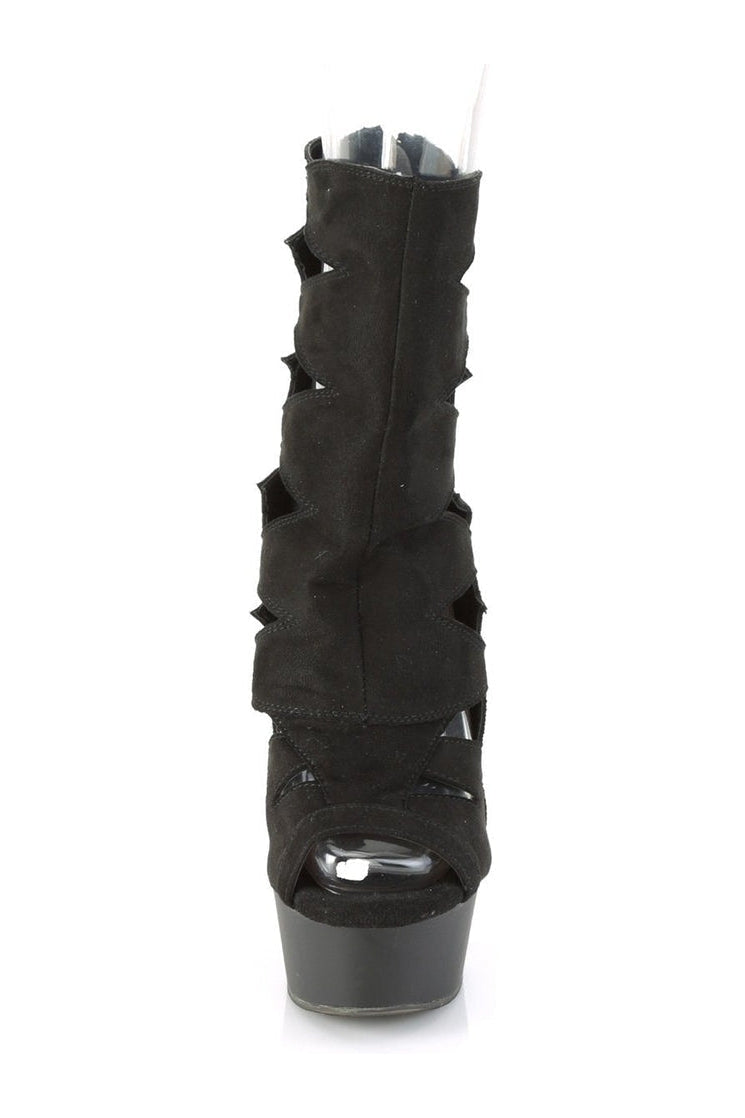 Pleaser DELIGHT-1014 Exotic Ankle Boot in Black Faux Suede