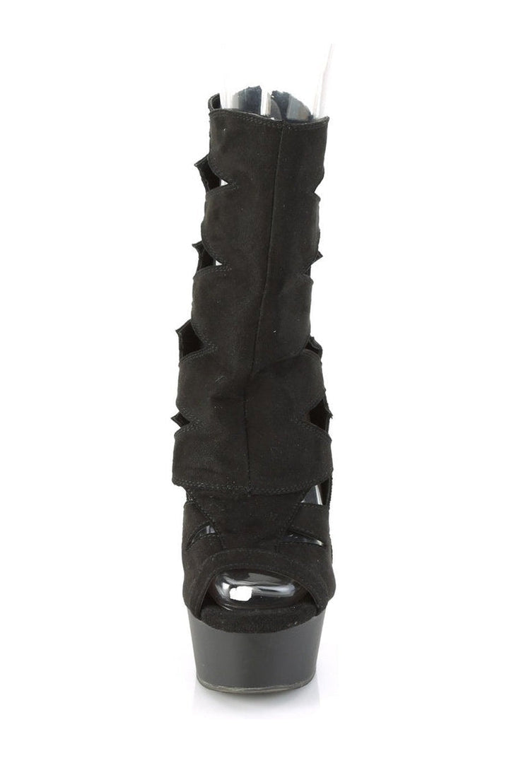 DELIGHT-1014 Exotic Ankle Boot | Black Faux Suede