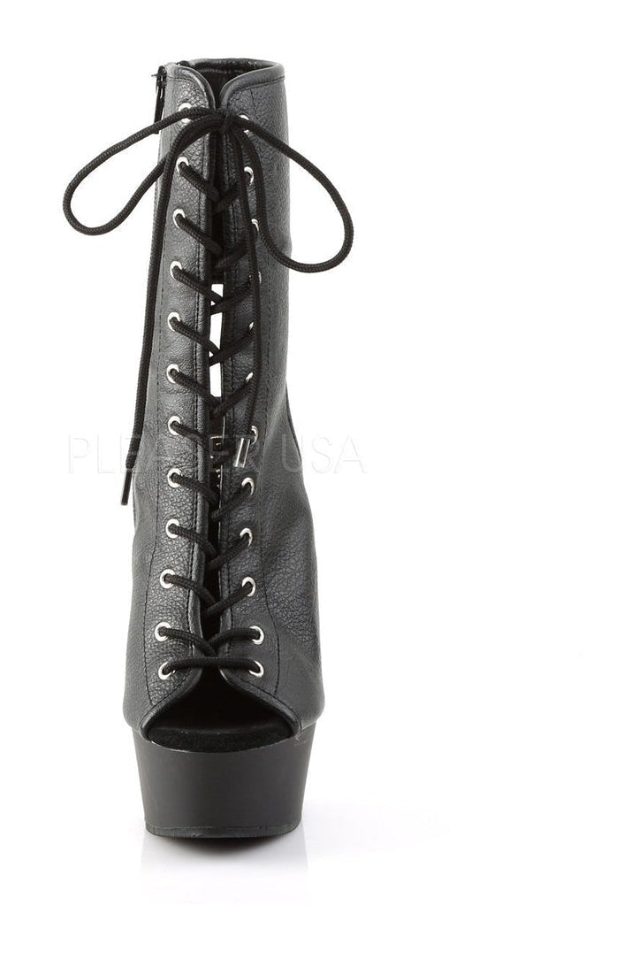 Pleaser DELIGHT-1016 Platform Boot in Black Faux Leather