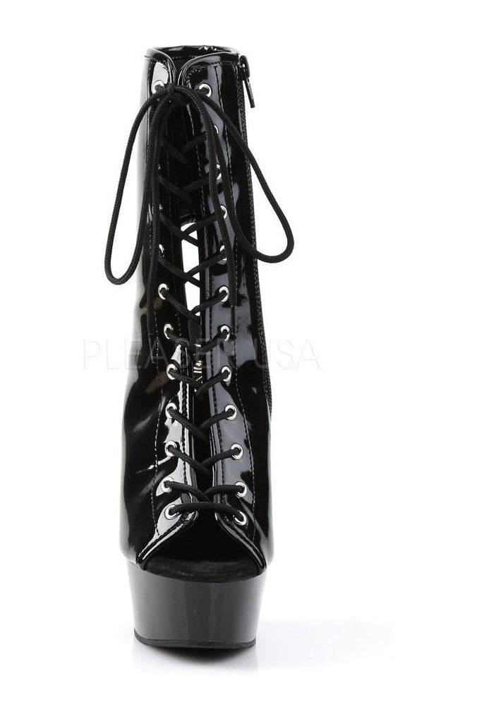 DELIGHT-1016 Platform Boot | Black Patent-Pleaser-Ankle Boots-SEXYSHOES.COM