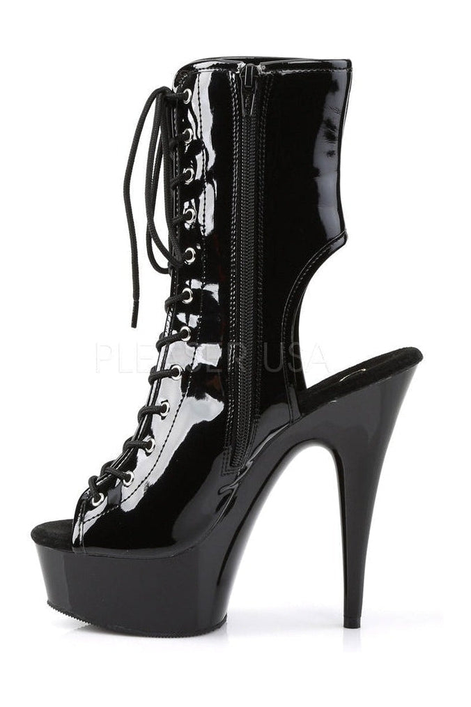 DELIGHT-1016 Platform Boot | Black Patent-Pleaser-Ankle Boots-SEXYSHOES.COM