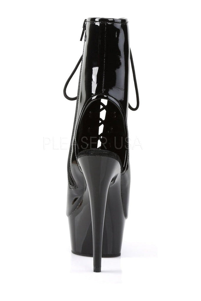 DELIGHT-1016 Platform Boot | Black Patent-Pleaser-Ankle Boots-SEXYSHOES.COM