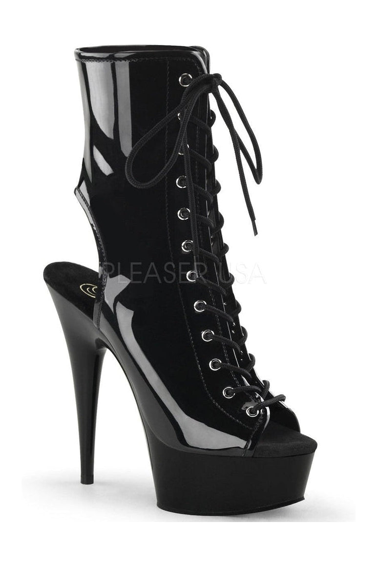 DELIGHT-1016 Platform Boot | Black Patent-Pleaser-Black-Ankle Boots-SEXYSHOES.COM