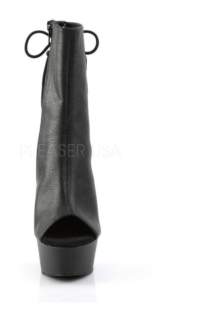 DELIGHT-1018 Platform Boot | Black Faux Leather-Pleaser-Ankle Boots-SEXYSHOES.COM