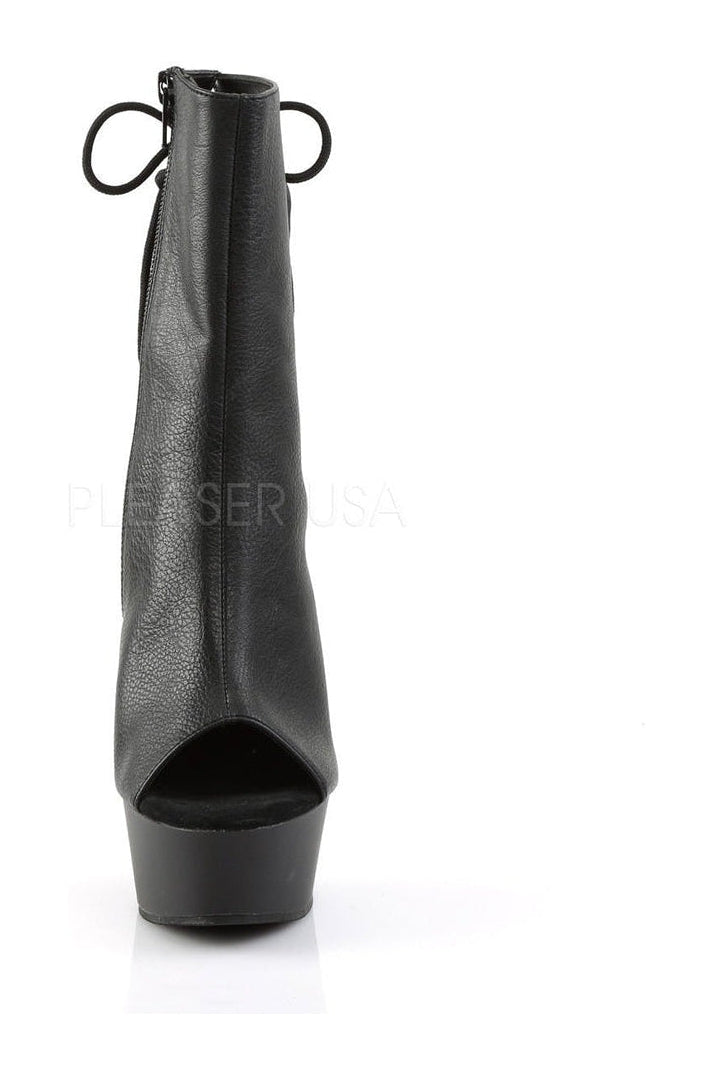 DELIGHT-1018 Platform Boot  | Black Faux Leather