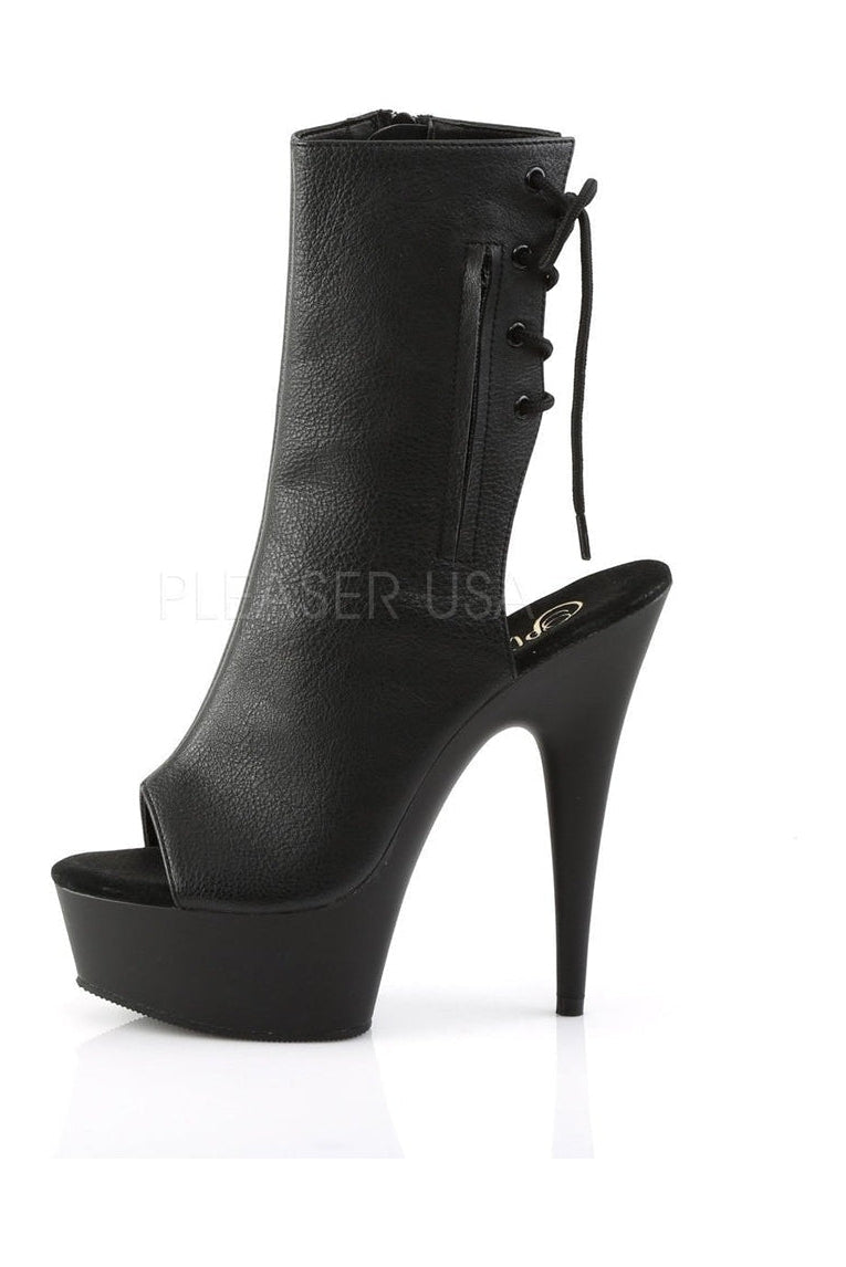 Pleaser DELIGHT-1018 Platform Boot in Black Faux Leather