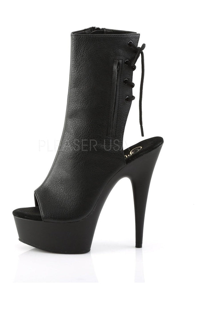 DELIGHT-1018 Platform Boot | Black Faux Leather-Pleaser-Ankle Boots-SEXYSHOES.COM