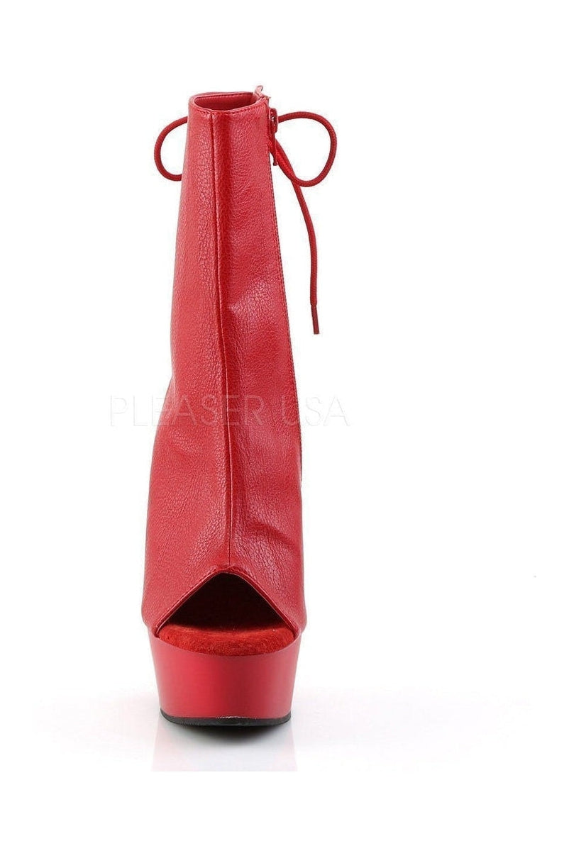 DELIGHT-1018 Platform Boot | Red Faux Leather-Pleaser-Ankle Boots-SEXYSHOES.COM