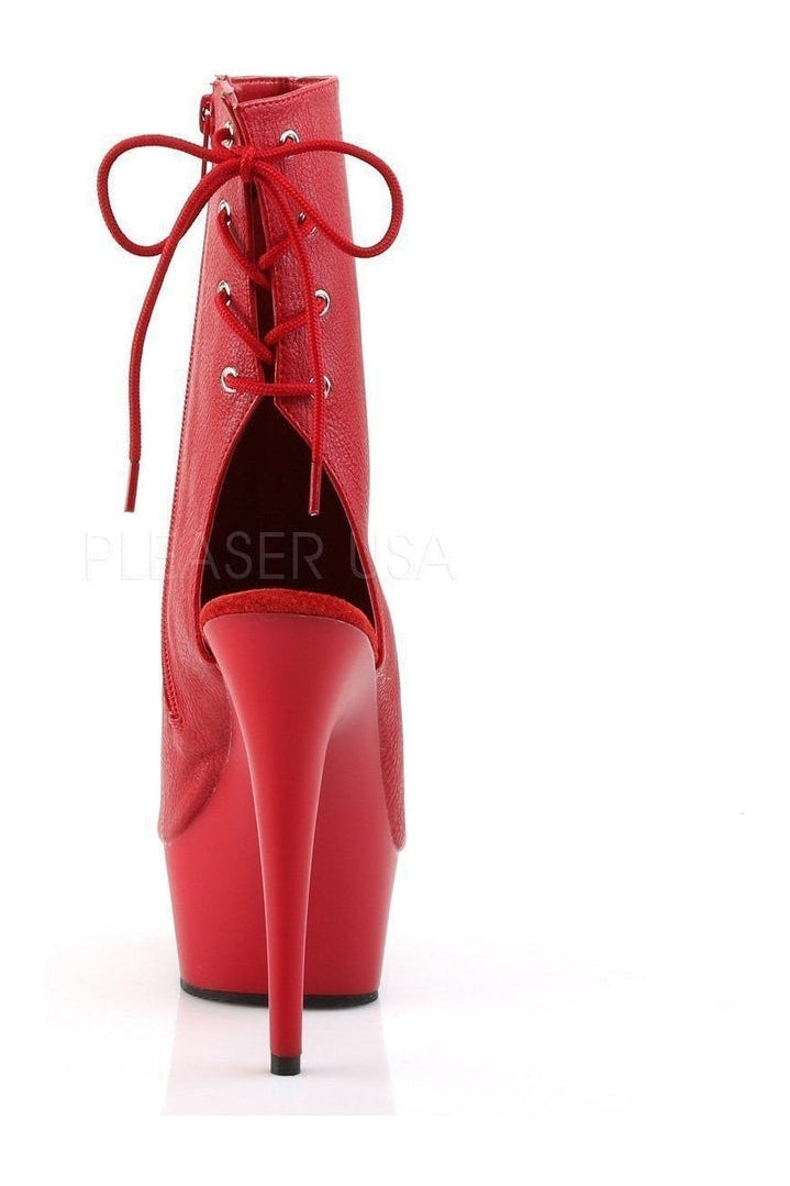 DELIGHT-1018 Platform Boot | Red Faux Leather-Pleaser-Ankle Boots-SEXYSHOES.COM