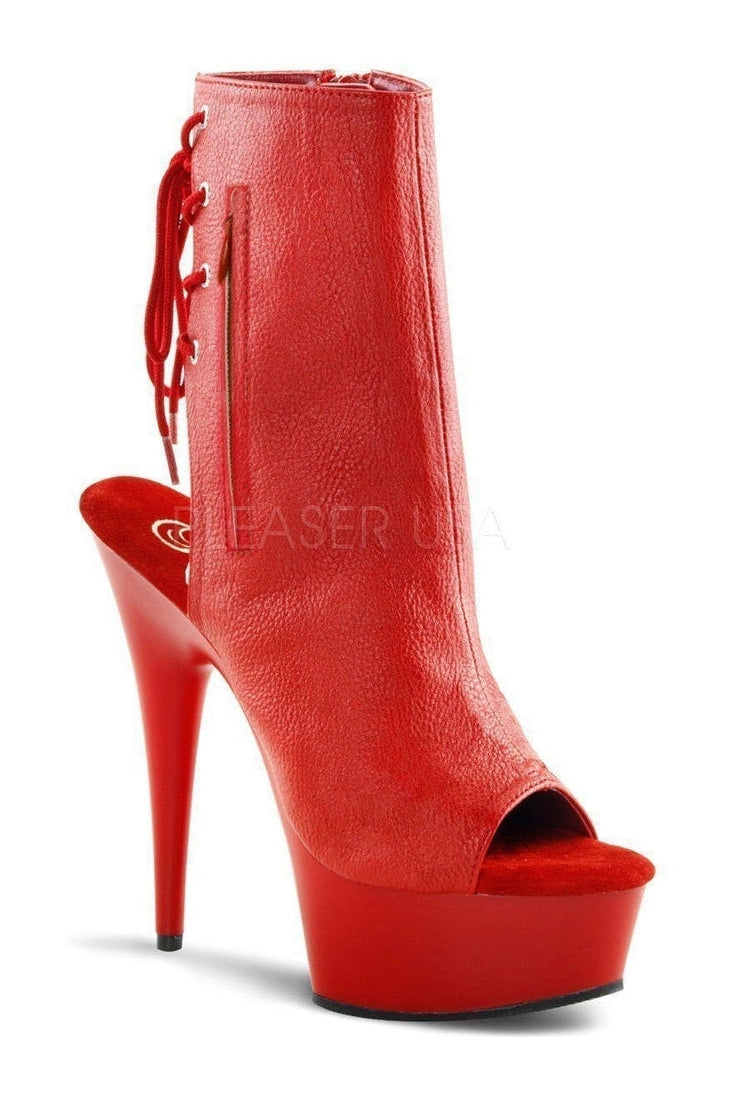 DELIGHT-1018 Platform Boot | Red Faux Leather-Pleaser-Red-Ankle Boots-SEXYSHOES.COM