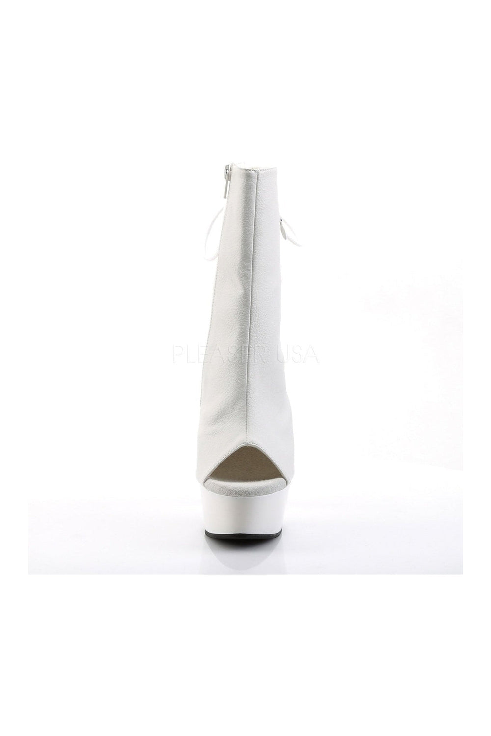 Pleaser DELIGHT-1018 Platform Boot in White Faux Leather