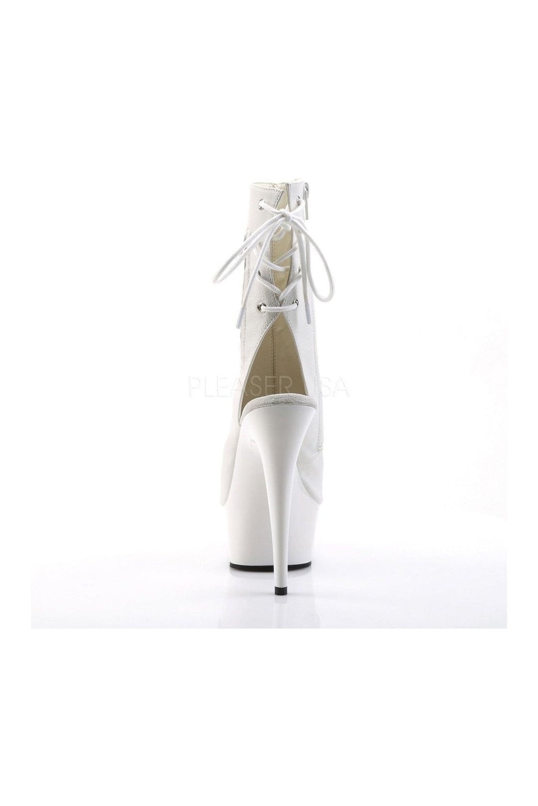 DELIGHT-1018 Platform Boot | White Faux Leather-Pleaser-Ankle Boots-SEXYSHOES.COM