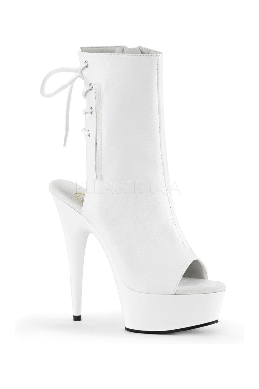 DELIGHT-1018 Platform Boot | White Faux Leather-Pleaser-White-Ankle Boots-SEXYSHOES.COM