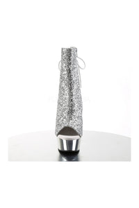 Pleaser DELIGHT-1018G Platform Boot in Silver Glitter