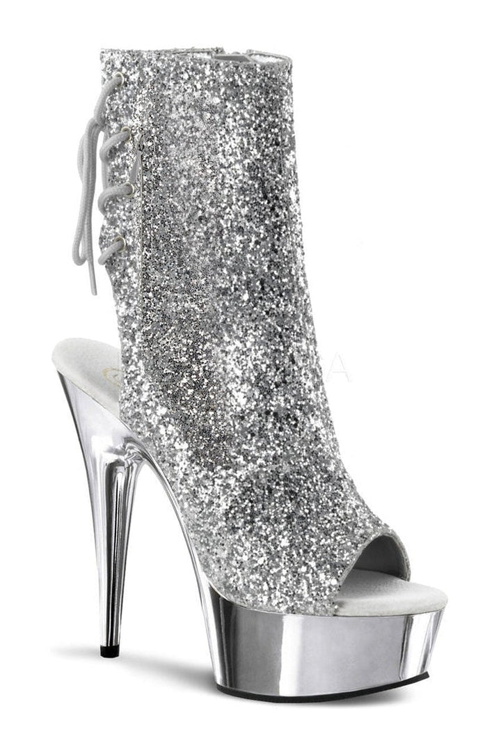 Pleaser Silver Ankle Boots Platform Stripper Shoes | Buy at Sexyshoes.com