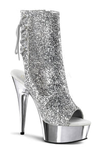 Pleaser DELIGHT-1018G Platform Boot in Silver Glitter from SexyShoes.com