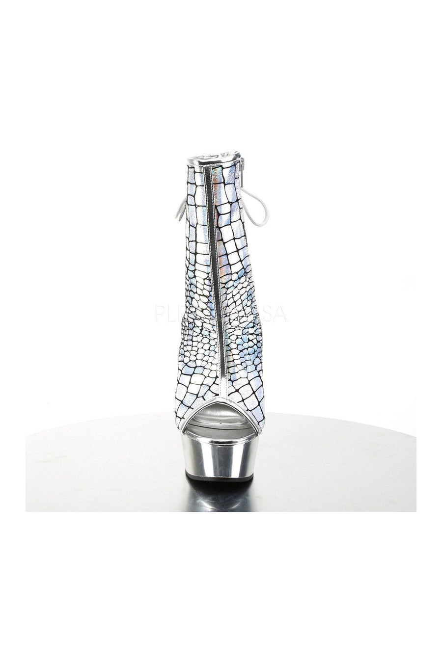 Pleaser DELIGHT-1018HG Platform Boot in Silver Faux Leather