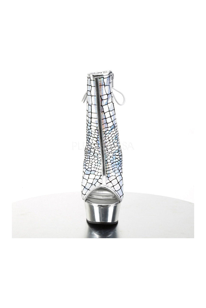 DELIGHT-1018HG Platform Boot  | Silver Faux Leather