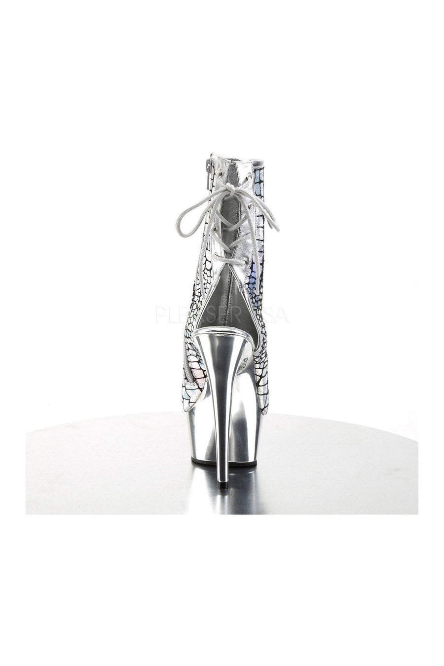 Pleaser DELIGHT-1018HG Platform Boot in Silver Faux Leather