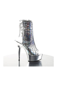 Pleaser DELIGHT-1018HG Platform Boot in Silver Faux Leather