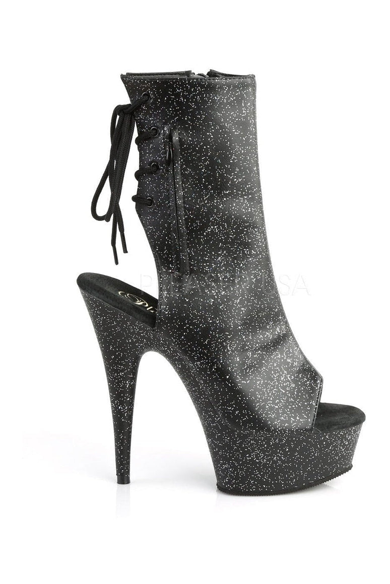 DELIGHT-1018MMG Platform Boot | Black Faux Leather-Pleaser-Ankle Boots-SEXYSHOES.COM
