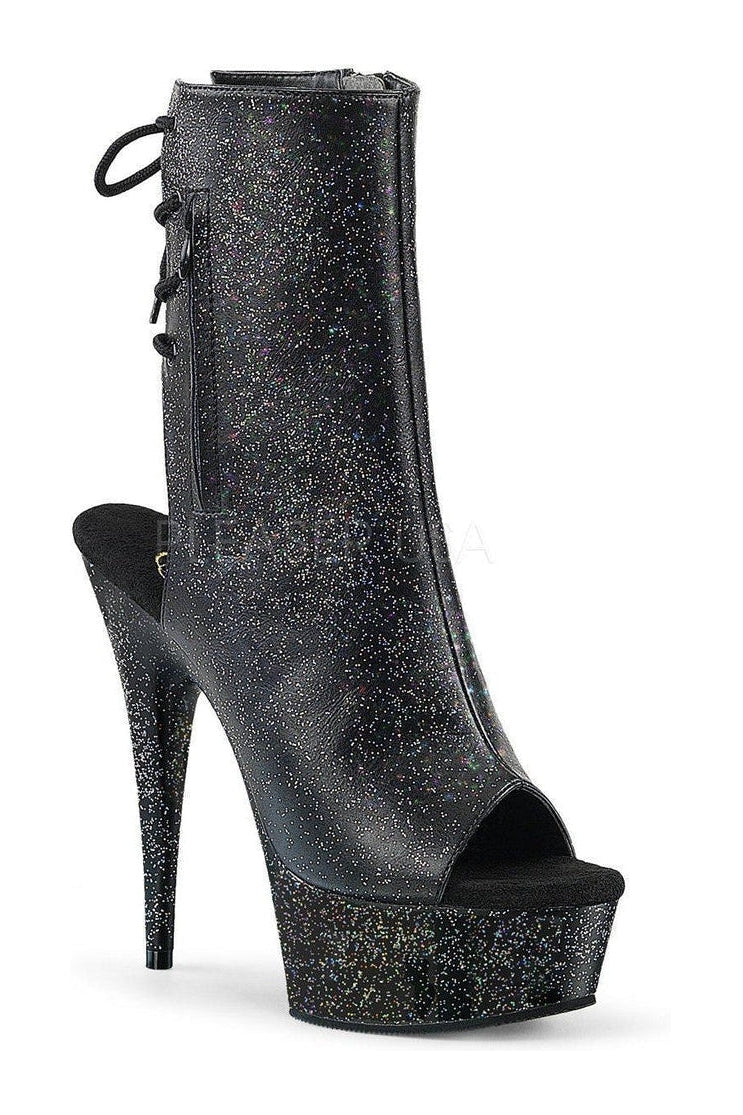 DELIGHT-1018MMG Platform Boot | Black Faux Leather-Pleaser-Black-Ankle Boots-SEXYSHOES.COM