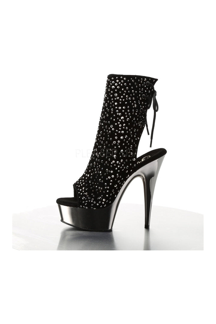 DELIGHT-1018RS Platform Boot | Black Velvet-Pleaser-Ankle Boots-SEXYSHOES.COM