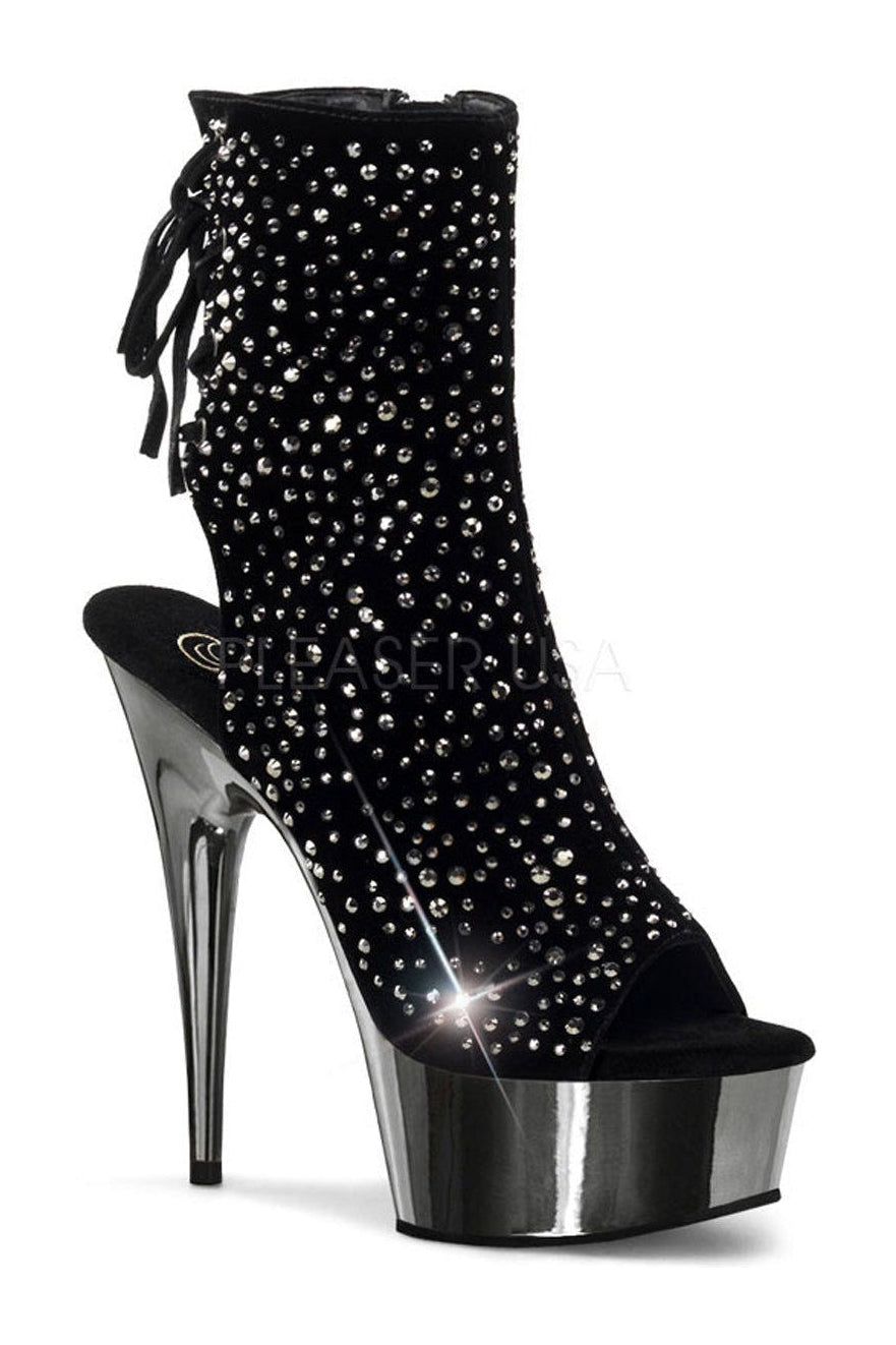 Pleaser DELIGHT-1018RS Platform Boot in Black Velvet from SexyShoes.com