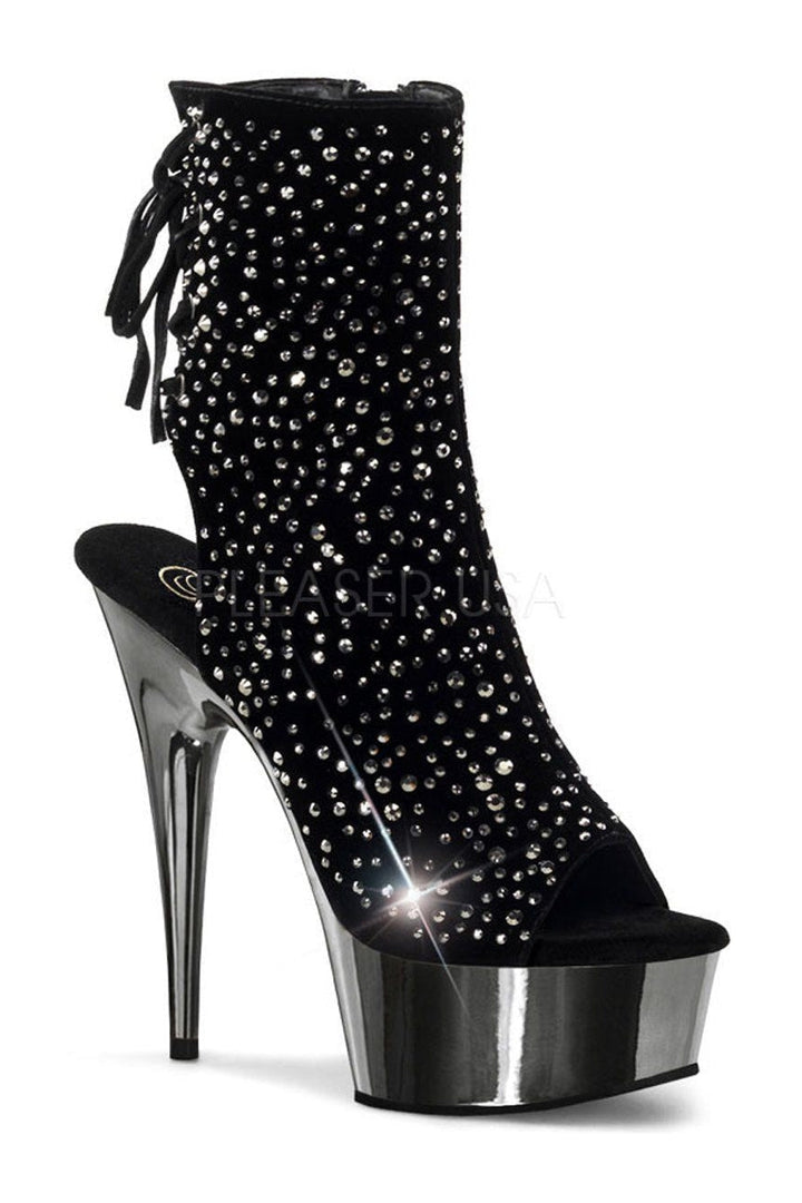 DELIGHT-1018RS Platform Boot | Black Velvet-Pleaser-Black-Ankle Boots-SEXYSHOES.COM