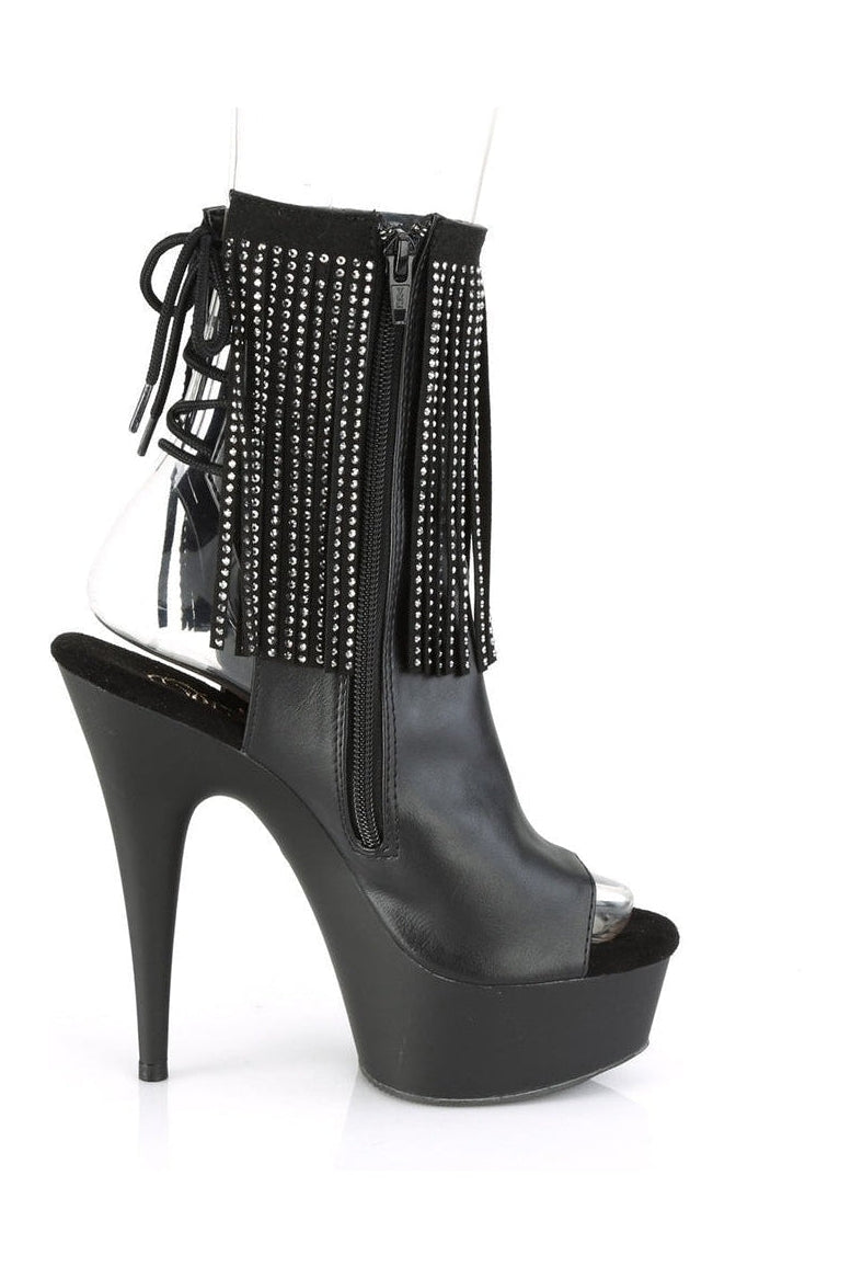 Pleaser DELIGHT-1018RSF Exotic Boot in Black Faux Leather