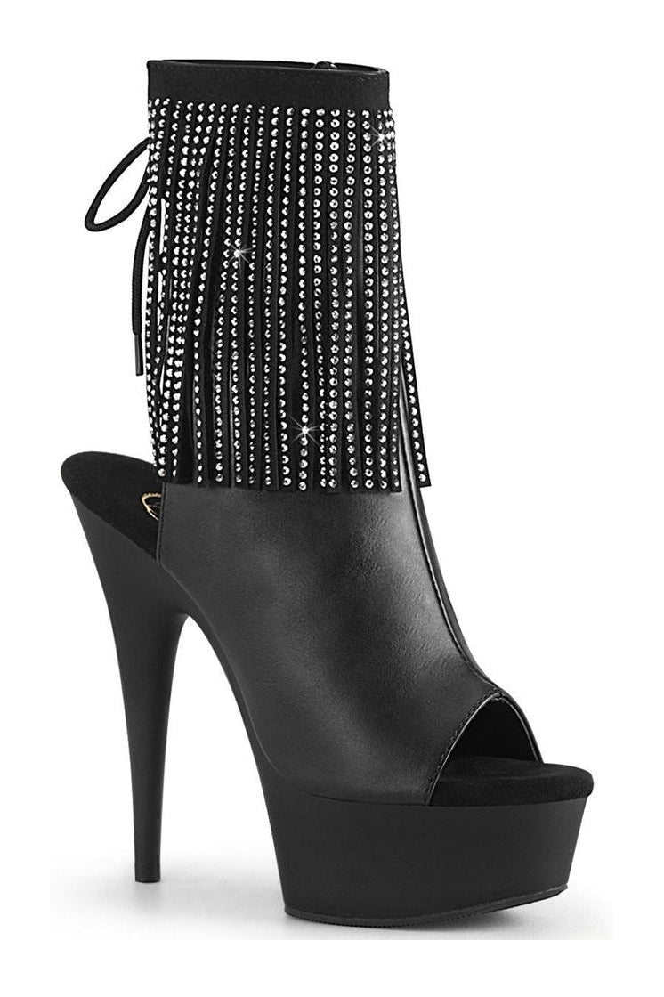 DELIGHT-1018RSF Stripper Boot | Black Faux Leather-Pleaser