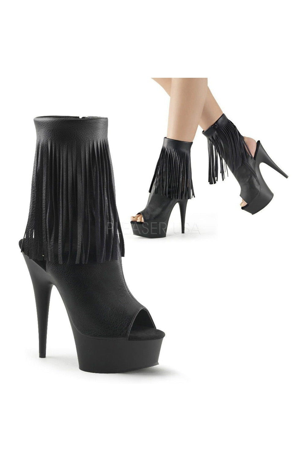 DELIGHT-1019 Platform Boot | Black Faux Leather-Pleaser-Black-Ankle Boots-SEXYSHOES.COM