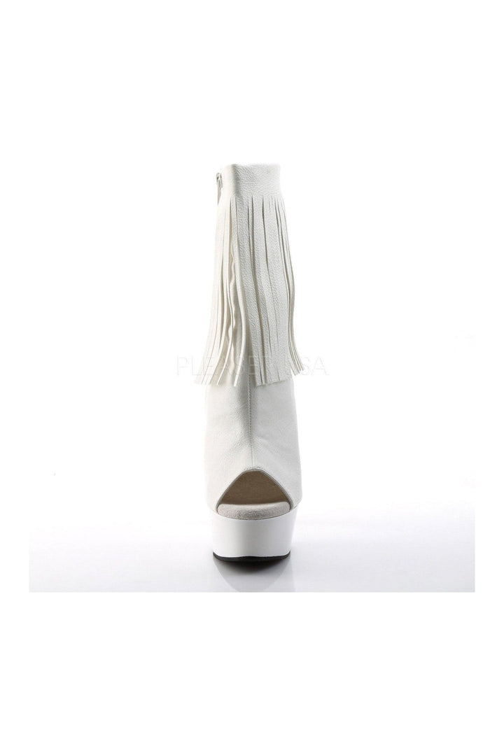 DELIGHT-1019 Platform Boot  | White Faux Leather