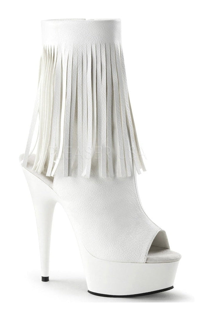 Pleaser DELIGHT-1019 Platform Boot in White Faux Leather from SexyShoes.com