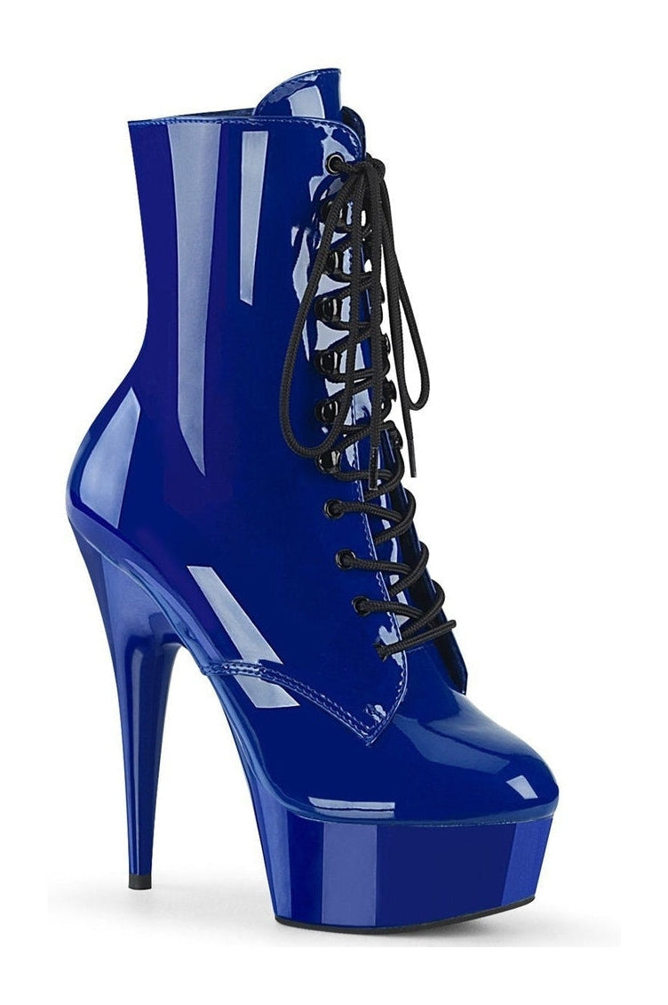 DELIGHT-1020 Exotic Ankle Boot | Blue Patent-Ankle Boots-Pleaser-Blue-13-Patent-SEXYSHOES.COM