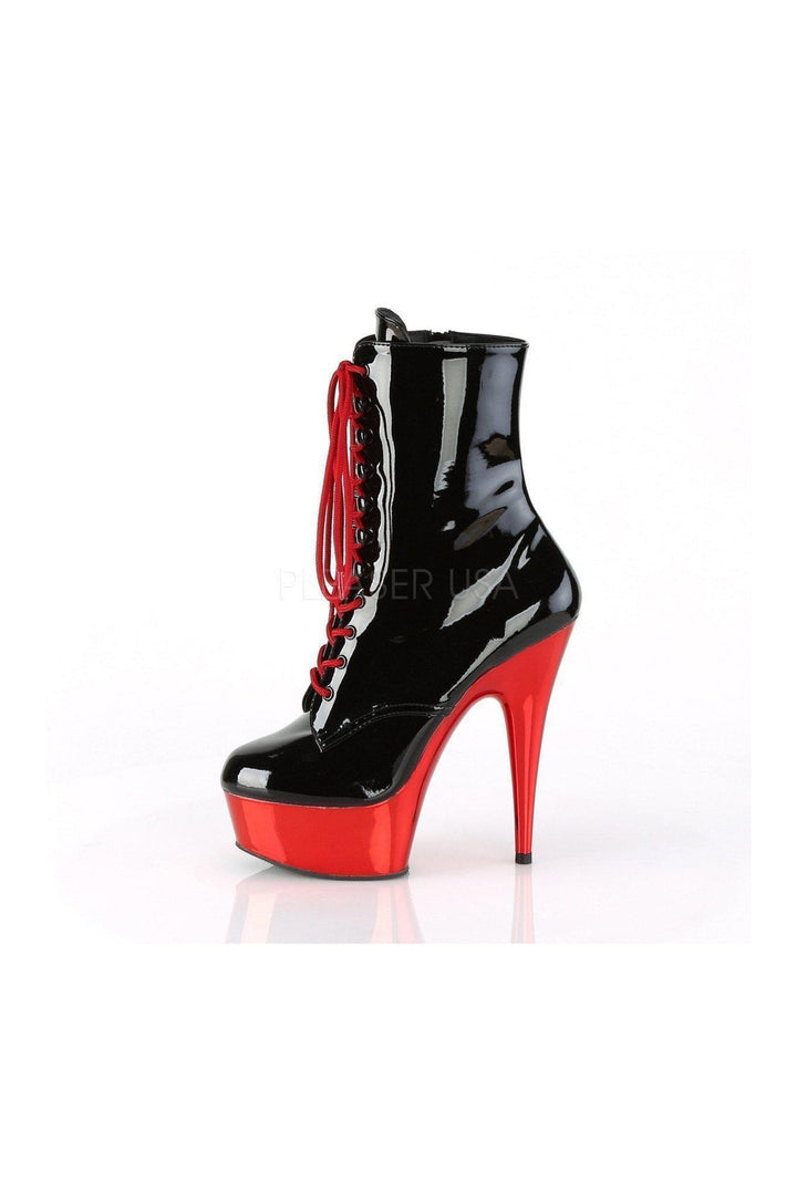 DELIGHT-1020 Platform Ankle Boot | Black Patent-Pleaser-SEXYSHOES.COM